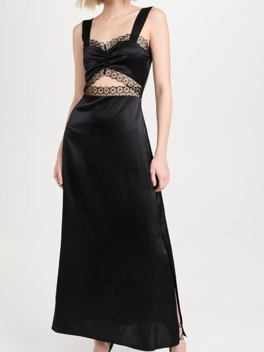 Morgan Lane Sisto Silk Mini Dress Small | Lace Trim Cutout Satin Slip Dress